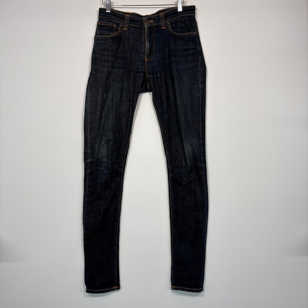 Nudie Jeans Co Mens Skinny Sam Size 29x34 Navy Organic Twill Denim N836